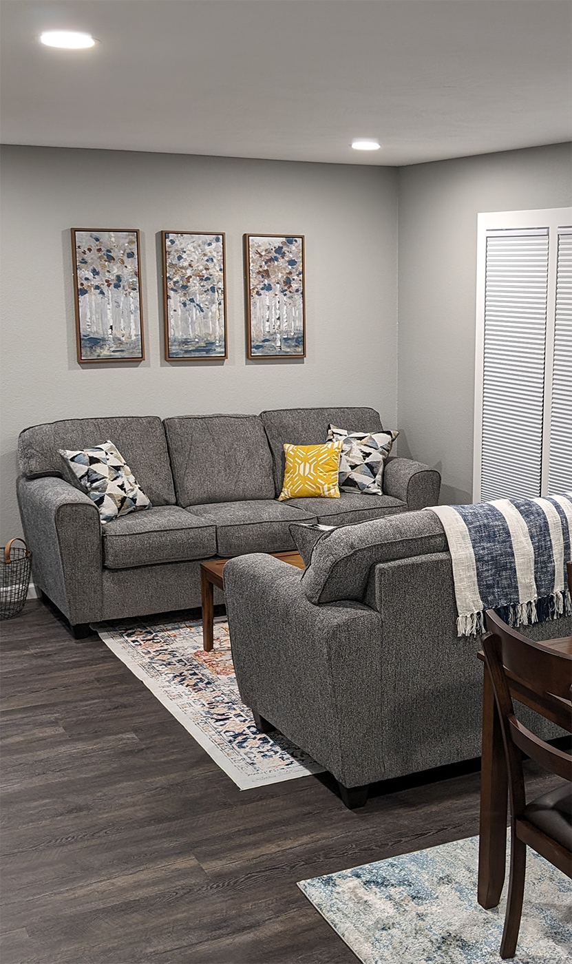 A finished, furnished living space in one of our homes